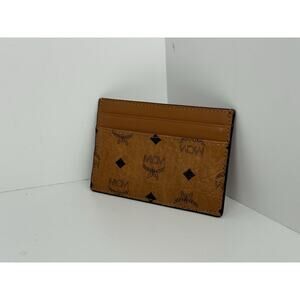 MCM Visetos Mini Cognac Coated Canvas Card Case
